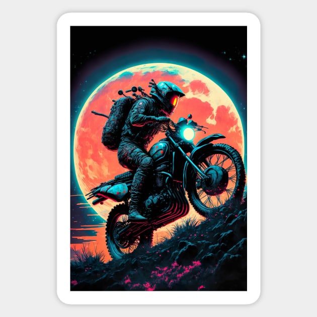 Cyber Future Dirt Bike With Neon Colors Sticker by KoolArtDistrict